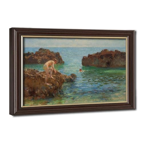Impression sur toile garçons se baignant par Henry Scott Tuke pour bureau 40x60 cm