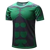 adidas hulk t shirt kinder  HOOLAZA Avengers Super Heroes Kurzarm Kompressions T Shirt Herren Joggen Motion Short Shirt, A16, XXL