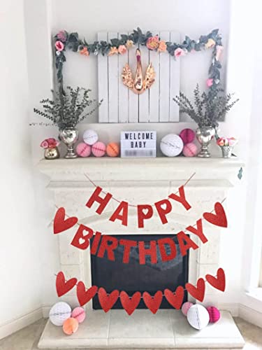 Image of FestikoValentines Day Birthday Banner for Valentine's Day Decoration Heart Banner for Valentines Day Birthday Party Decorations Supplies, 3Pcs