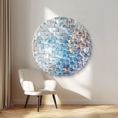 BrightA Extra Large Round Wood Wall Art, Blue Ocean Theme