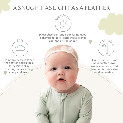 Image of Bamboo Little Soft Baby Footie Pajamas, Baby Clothes, Newborn Sleepers, 95% Viscose and 5% Spandex, 0-24 Months