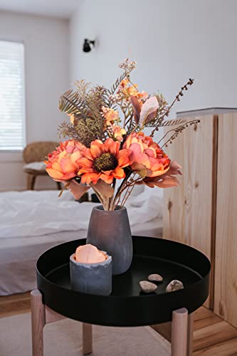 Vintage Peony Artificial Fall Flowers Bouquets,Fake Acorns Plants Silk Sunflower Floral Arrangements Wedding Bouquets Decorations Floral Table Centerpieces For Home Kitchen Garden Party Décor (Orange) #TOP6