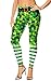 Women St Patrick Leggings Elastic Waist Ankle Length Stretchy Clover Skinny Pants L