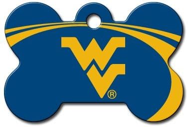 DogIDs Personalized West Virginia Mountaineers Bone Shaped Identification Tag, Custom Laser Engraved Single Sided ID Tag with…