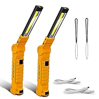 Coquimbo COB Rechargeable Magnetic Base 360 Degree Rotate And 5 Modes Bright LED Flashlight Inspection Work Light For Car Repair, Household And Emergency Use (27x4.5 Cm) 2 Pack