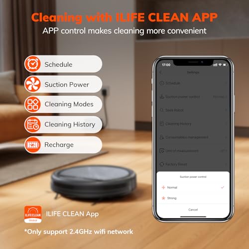 Image of ILIFE V5s Max Robot Vacuum, 4000Pa Max Strong Suction | Gyro navigation, 2.4G WiFi / App, Alexa and Remote Control, Self-Charging, Ideal for Hard Floors, Carpets and Pet Hair