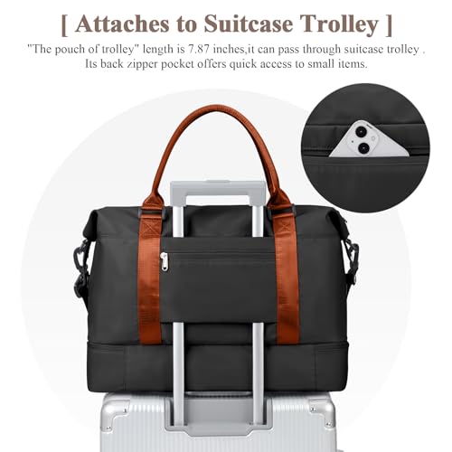 Miniatura 9 de Bolsa De Viaje Para Mujer, Bolsa De Deporte, Bolsa De Mano Equipaje,Bolsa De Gimnasio Impermeable,Bolsas De Fin De Semana Para Mujer,Bolsa Para Hospital,Bolsa De Natación Para Playa,A10-Marrón Negro