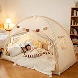 Kinderzelt Indoor,Zelt Kinderzimmer Mits Buntens Fahnen,Tipi Zelt für Kinder,Spielzelt Kinder Indoor,Faltbars Spiels Haus für Gartens Campings (G-Beige-[194x98x120cm])