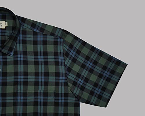 Image of GHPC by Arihant Men's 100% Cotton Plaid Checks Half Sleeves Regular Fit Formal Shirt