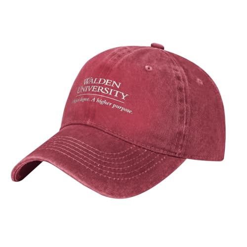 Ysnscfbns Walden University Hat Adjustable Baseball Cap Cotton Cowboy Hat, Fashionable for Man Woman Red