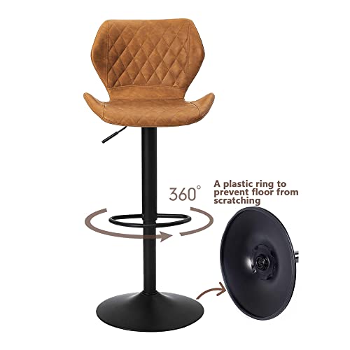 Superjare Adjustable Bar Stools Set Of 2, Rustic Swivel Barstools With Back, Modern Counter Height Chairs For Pub Kitchen, Brown #TOP6