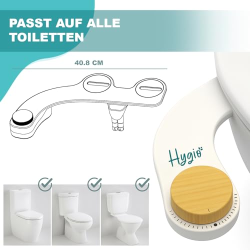 HYGIO® | Japanische Toilette mit Integrierter Düse | Komplettset Umweltfreundlicher Nicht-elektrischer WC Adapter für Intimhygiene | Tragbares Bidet | OriginalCorner®