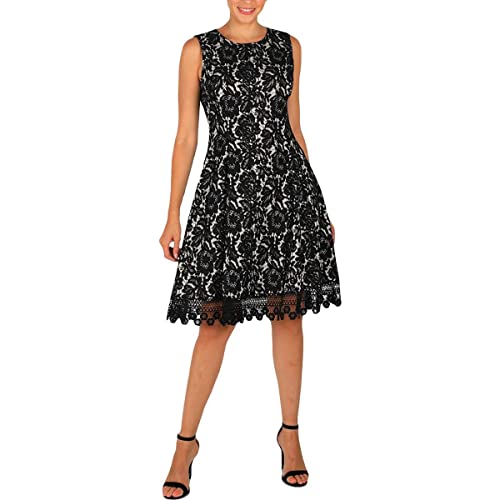 Donna Ricco Womens Lace Sleeveless Cocktail Dress Navy 4 #TOP19