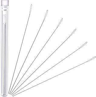 Chuangdi Beading Needles 6 Pieces Stainless Steel Needle Large Big Eye Collapsible Embroidery Beading Needle Thread Sewing Needles Needle Bottle, Assorted Size