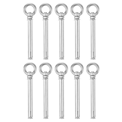 Image of uxcell Ring Lifting Expansion Eyebolt, 10pcs M8x120mm 304 Stainless Steel Expansion Screw with Eye Ring for Concrete Brick Wall