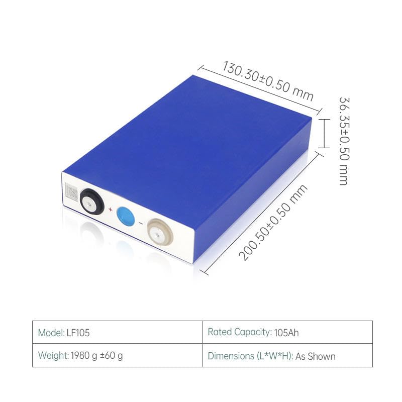 Image of EVE LiFePO4 Cell 3.2V 105Ah Grade A Battery Deep Cycle Lithium Iron Phosphate Rechargeable Battery with QR Code,Screws and Bus Bars