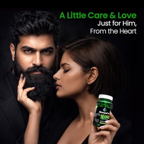 Image of Sheopals Beard Growth 60 Capsules - Ayurvedic Blend with Amla Bhringraj, Methi, Kalonji & Harad - Supports Stronger, Fuller & Thicker Beard Growth | Solves Uneven & Patchy Beard