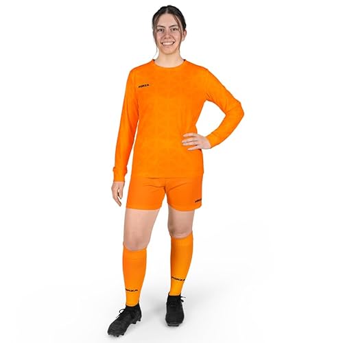 FORZA Women's Geo Long Sleeve Soccer Uniform – Quick Dry, Professional Fit, Perfect for All Levels (Fluro Orange, S)