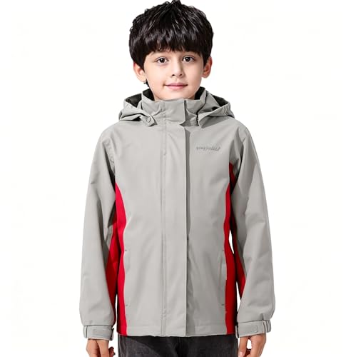 Image of YINGJIELIDE Boys Girls Waterproof Rain Jackets Kids Easy to Fold Windbreaker Lightweight Outdoor Hooded Raincoat