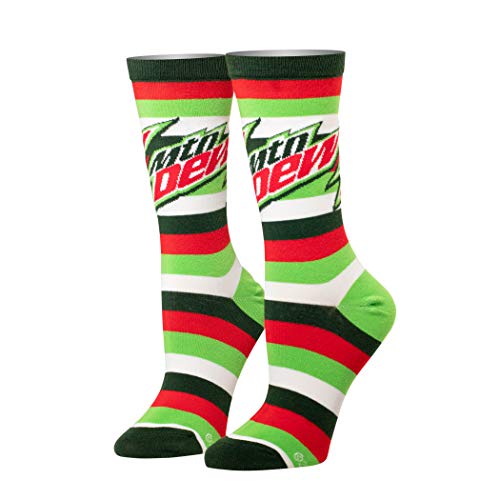 Cool Socks Mt. Dew Soda Crew Socks for Women, Do the Dew, Funny Print, Large