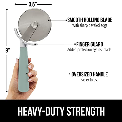 Gorilla Grip Large Pizza Cutter Wheel, 9 Inch, Sharp Stainless Steel Blade, Rust Resistant, Comfort Handle, Thumb Guard Protection, Slice Thick Or Thin Pizzas, Pie Crust, Pastries In Seconds, Mint #TOP2