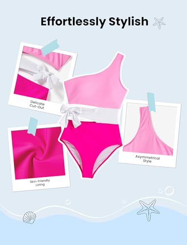 Image of PATPAT Family Matching Swimsuits: Mommy and Me One Shoulder Colorblock Bathing Suits One Piece Swimwear Sets