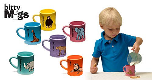 Wildini Bittymugs For Kids Elephant/Cheetah - Kid Sized Mugs, Baby Mugs, Ceramic 4Oz Mug, Bpa Free Mug, Montessori Preschool Mug, Plastic Free Hot Chocolate Mug, Milk Mug, Kid Sized Cup, Kids Mug Set #TOP6