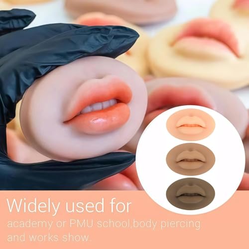 Image of Tattoo Fake Lips 9 Pieces 5D Fake Lips, Silicone Lips for Makeup Practice, Soft Tattoo Practice Lips Model for Semi Permanent Make Up Supplies