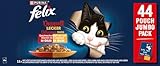 FELIX So gut wie es aussieht Doppelt Lecker, Katzenfutter nass in Gelee, Geschmacksvielfalt vom Land, 44er Pack (44 x 85g)
