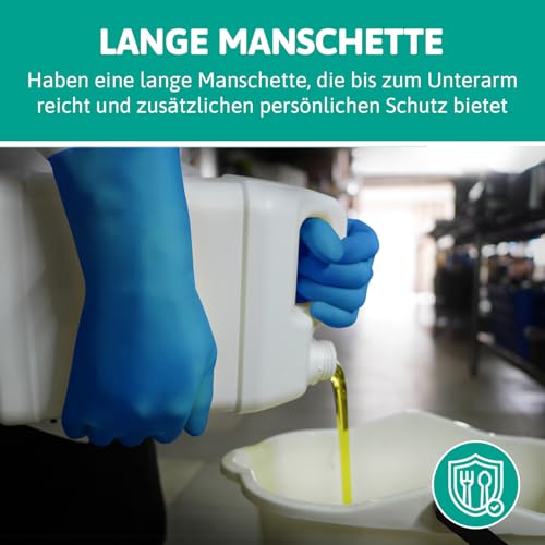 Ansell AlphaTec 37-310, Vielseitige Nitrilhandschuhe, Wiederverwendbare Handschuhe, Latexfreie Chemikalienschutzhandschuhe, Koch- und Reinigungshandschuhe, Blaue Arbeitshandschuhe, 12 Paar, Gr. L
