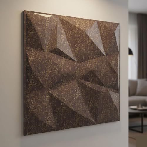 Image of Kayra Decor PVC Wall Panel - PVC Diamond Design, Magnum Brown Color 19.7 inch X 19.7 inch (Pack of 12) - Covers 32.34 Sq. Ft.