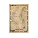Map Depicting Plantations on The Mississippi River from Natchez to New Orleans Canvas Art Poster Picture Modern Office Family Bedroom Decorative Posters Gift Wall Decor Painting Posters 16x24inch(40x6