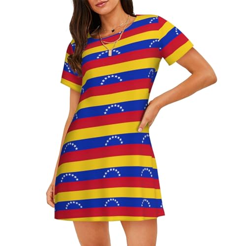 Chemise de nuit Venezuela pour femme à manches courtes en coton léger
