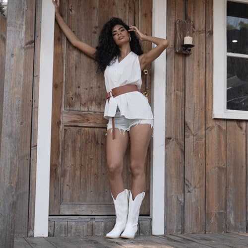 HISEA Rollda Cowboy Boots for Women, Cowgirl Boots, Comfortable Western Boots with Pointed Toe...