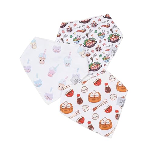 Baby Bandana Drool Bibs for Drooling and Teething, Gift Set For Boys & Girls, Soft 100% Cotton Bandana Bibs, Baby Drool Bib, Teething Bibs for Infant, Toddler, 3 Pack boba, dumpling
