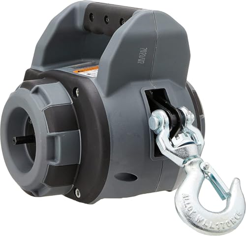 WARN Drill Winch – 750 lb Portable Pulling Winch with Synthetic Rope | Drill-Powered Operation | Lightweight, Compact Design with Hook & Controls | Ideal for Trailers, ATVs, UTVs.