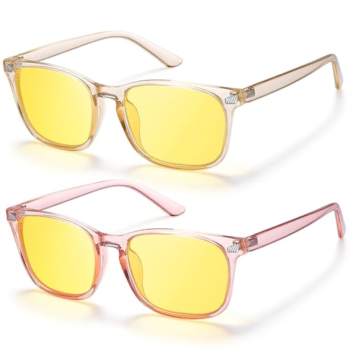 Image of Polarized Sunglasses for Women Men Night Vision Glasses Anti Glare | Yellow Anti Glare UV400 Lens, Lightweight Square Frame, for Day Night Use, Driving, Fishing, Cycling, Traveling