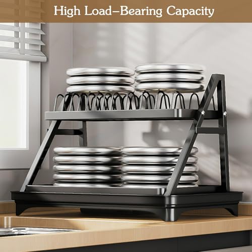 Escurreplatos plegable, escurridor plegable de acero inoxidable con escurridor y soporte para utensilios, diseño que ahorra espacio para encimera de cocina