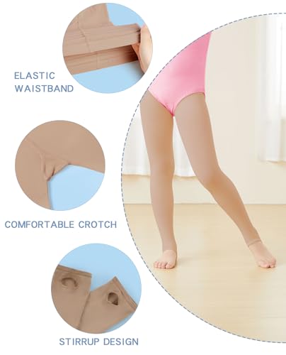 Toddler Girls Women Stirrup Tights for Dance, Ballet, Gymnastics, School2