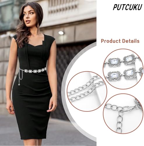 Western Metal Concho Belt for Women: Boho Chain Belt with Adjustable Turquoise Chain Link, Silver & Gold2