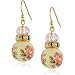 1928 Jewelry Pink Floral Decal Beaded Drop Earrings