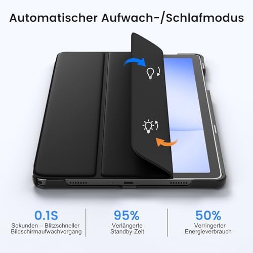 Vobafe etui na Samsung Galaxy Tab A11+ A9+ 11 cali (2025/2023), cienka lekka twarda ochronna okładka z podstawą dla Galaxy Tab A11 Plus A9 Plus, automatyczna funkcja snu/budzenia, Czarny