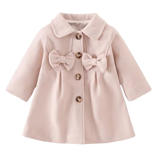 YiZYiF Baby Mädchen Wintermantel Langarm Eleganter Mantel mit Umlegekragen Schleifen Winter Herbst Outwear Beige 68-74