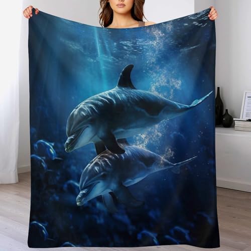 Delphin Decke Weich Und Warme Fleecedecke Für Bett Couch, Flannel Decken Als Sofadecke Wohndecke Oder Tagesdecke, 130×180cm