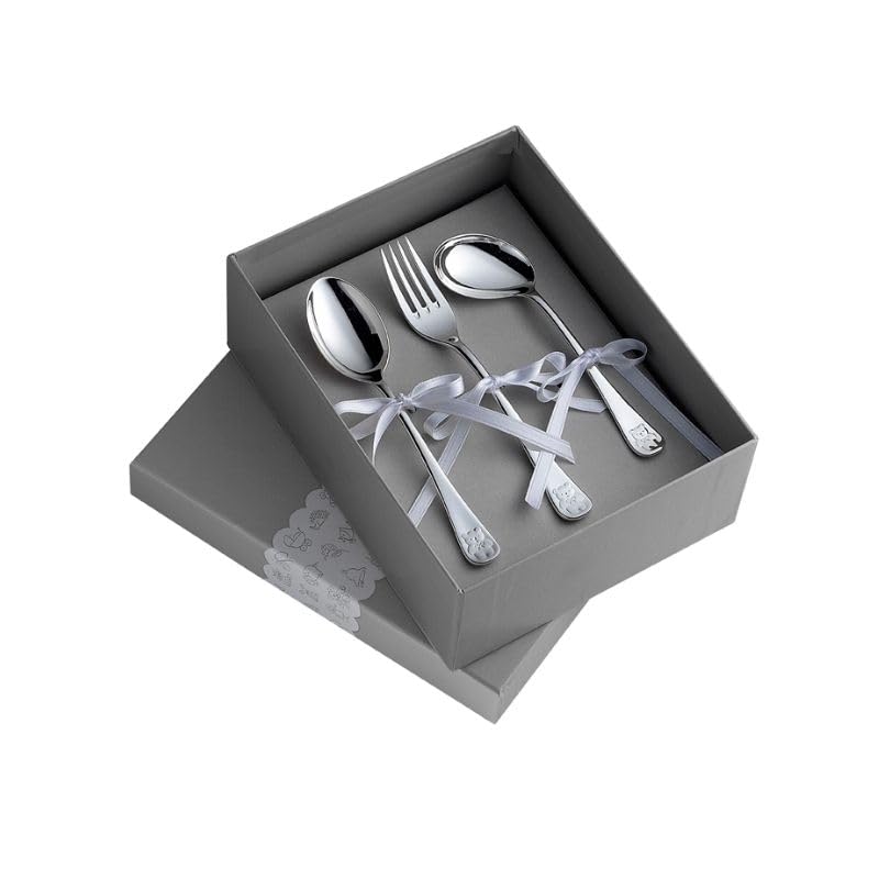 Set de 3 Cubiertos Ositos Plata