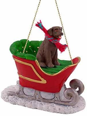 Conversation Concepts Chocolate Lab Sleigh Ride Christmas Ornament - Delightful! - Image 2