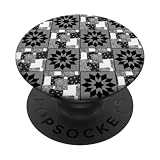 Colcha Cuadrados Granny Negro Y Blanco Estampado PopSockets PopGrip Intercambiable