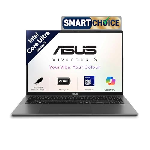 ASUS Vivobook S16 (2026),Intel Core Ultra 5 325 (Series 3), Intel iGPU, 16GB RAM, 512GB SSD, OLED, 16"(40 cm),Windows 11, M365 Basic(1Y), Office 2024, Matte Gray, 1.7 Kg, S3607AA-SH086WS, Copilot+ PC view 1