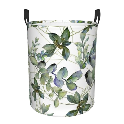 Panier à linge haut eucalyptus vert au design végétal soigné - 2