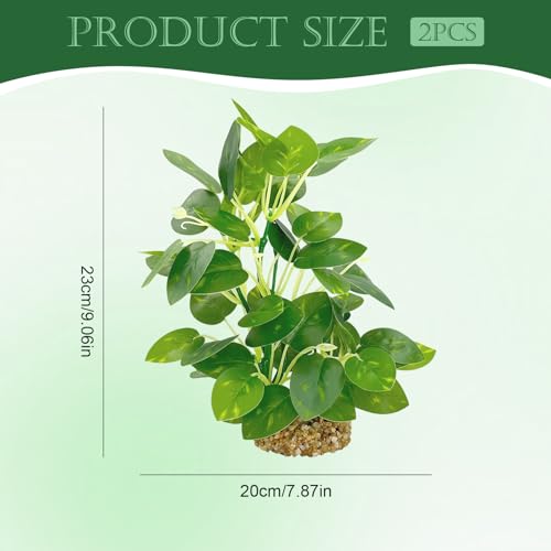 Holyenten Silk Aquarium Plants (2-Pack) 9.8 Inch Artificial Plastic Fish Fish Habitat Decor, Small to Moderate Size Aquarium Decorations, Safe Green Plants for Freshwater Tanks